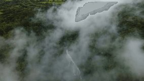 Bird eye view of Waterfall in green forest, Costa Rica - 4K video