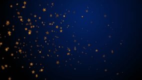 Dark blue abstract background with golden stars. Seamless looping retro motion design. Video animation Ultra HD 4K 3840x2160