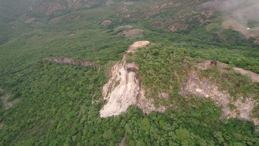 Picturesque view of Hierve el Agua, Oaxaca with cascading rock formations - Aerial