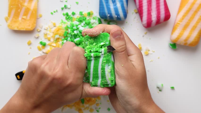 Cutting ASMR soap with a thin stationery knife. Relaxing Sounds. Satisfying ASMR Video Soap Cutting no talking . Cutting soap into pieces squares. Part 1