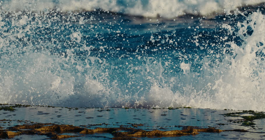 Ocean wave at sunrise, slow motion 1000 fps | Shutterstock HD Video #1110694385