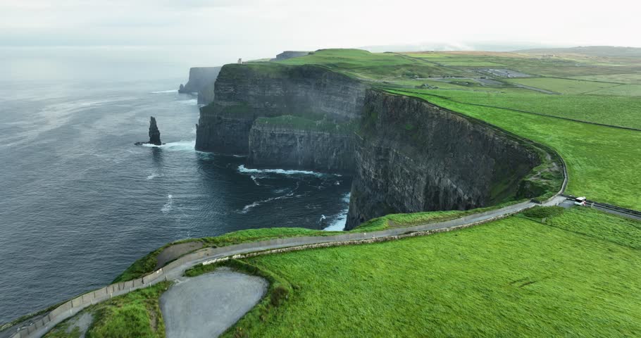 Cliffs of Moher and Atlantic Ocean. Most famous landmark in Ireland.