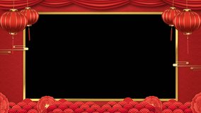 Chinese new year red decoration transparent border animation, alpha channel - Powered by Shutterstock - Get 15% off with code: PIKWIZARD15