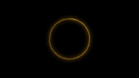 Abstract yellow color ghostbuster line circle animation. Black background UHD 4k video.	
