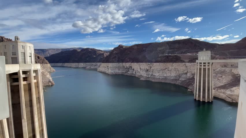The hydro-generators of the Hoover Dam, overhanging the Colorado River on the border of the U.S. states of Arizona and Nevada, in the United States of America, is a very touristic place.