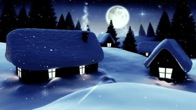 Animation of happy new year text over winter scenery. christmas, winter, tradition and celebration concept digitally generated video.