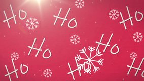 Animation of christmas snowflakes falling over ho ho ho text on red background. christmas, winter, celebration and tradition concept digitally generated video. - Powered by Shutterstock - Get 15% off with code: PIKWIZARD15