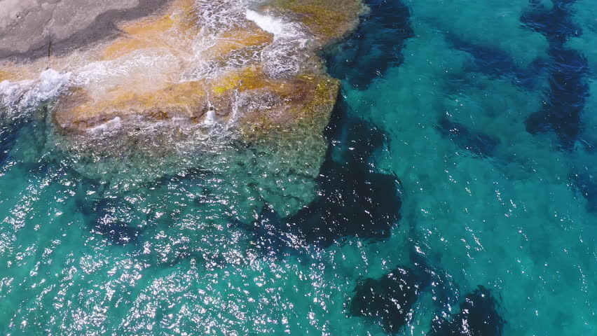 Aegean sea coast cristal sea water transparent and clear