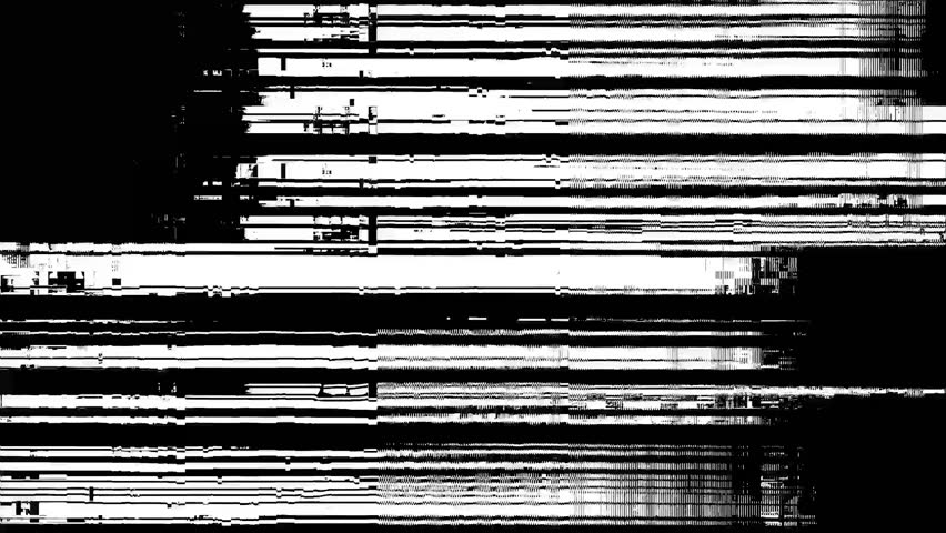 Glitch noise static television VFX. Visual video effects stripes background, tv screen noise glitch effect. Video background, transition effect for video editing, intro and logo reveals with sound.