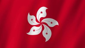 Hong Kong Flag. Flag of Hong Kong footage video waving in wind. 