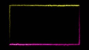 Light effect frame background. rectangular border with blue laser light and ore. repetitive motion animation. Electric neon light effect isolated on black. seamless 4K videos.
