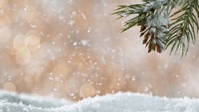 Christmas Still Life with Bokeh Lights and Snowflakes Falling. Super Slow Motion Filmed on High Speed Cinema Camera at 1000 fps. - Powered by Shutterstock - Get 15% off with code: PIKWIZARD15