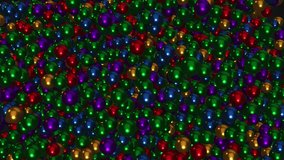 Top View Festive Merry Christmas 3d Text reveal pushing Gold Green Blue Red Metal Ball Pit Balls Background 3d Rendering - Powered by Shutterstock - Get 15% off with code: PIKWIZARD15