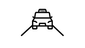 Thin line animation of taxi car, 4K video Seamless looping of transportation themed graphic elements