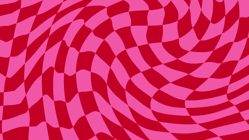 Retro, red and pink, Y2k, 90s, abstract, groovy, wavy, checkered pattern background, vintage psychedelic checkerboard texture. Animated, looping grid, squares pattern. Royalty-Free Stock Footage #1110758713