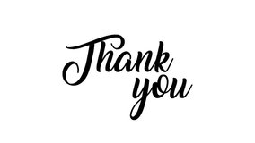 Animated Thank You with black Lettering On White Background. 4k Animation video writing thank you with a movement like writing - Powered by Shutterstock - Get 15% off with code: PIKWIZARD15