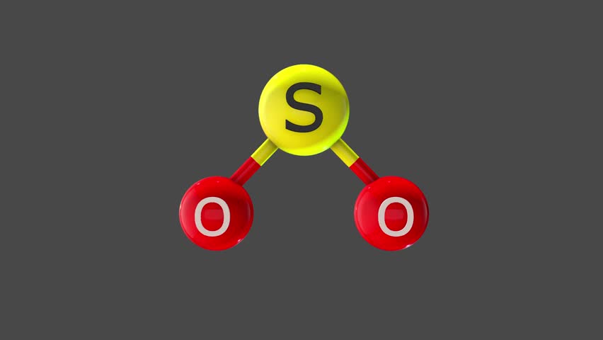 Sulfur Dioxide chemical compound 3D rendering Royalty-Free Stock Footage #1110763741