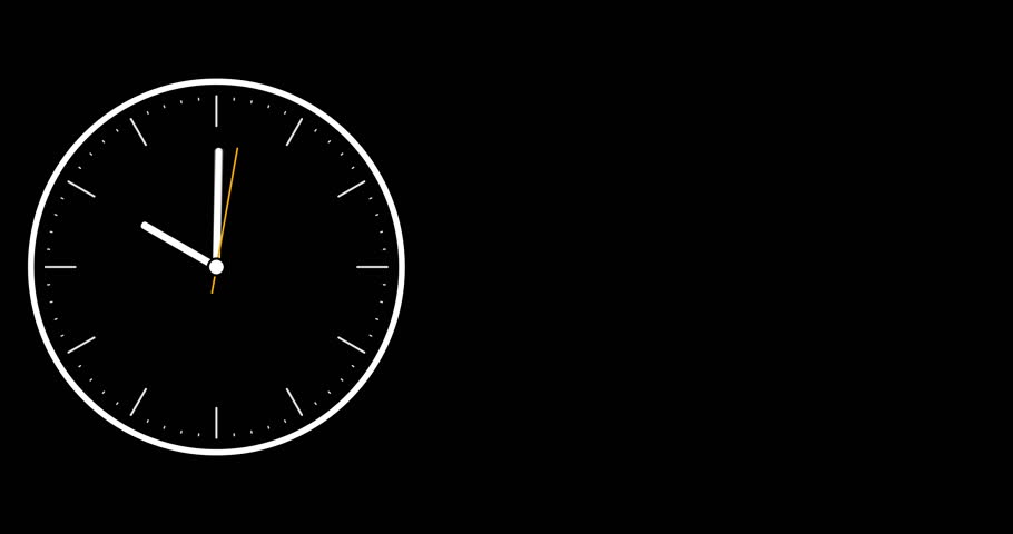 Clock face time lapse on black background with copy space for text. Clock time ticking on a classic Wall Clock. Shadows moving over the Watch. Doomsday clock isolated running. Animation Concept 4K  | Shutterstock HD Video #1110764155