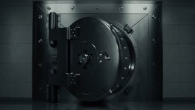 Entering Strongroom with Round Vault Door. Moving through Bank Vault into Safebox Keyhole. Metal Vault Door Opening. - Powered by Shutterstock - Get 15% off with code: PIKWIZARD15