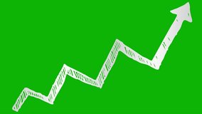 Animated financial growth chart with trend line graph. silver icon of arrow. Growth bar chart of economy. Hand drawn vector illustration isolated on green background. - Powered by Shutterstock - Get 15% off with code: PIKWIZARD15