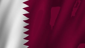 Qatar Flag. Flag of Qatar footage video waving in wind. 