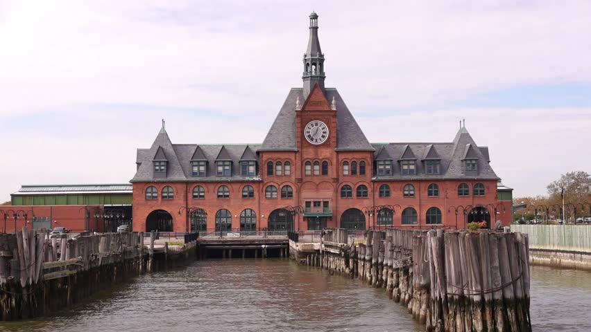 Central Railroad of New Jersey Terminal located in Liberty State Park in Jersey City across from Manhattan New York City. Historic building of American immigration. departure point for Ellis island