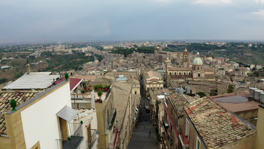 Drone view of the city of Caltagirone. Sicily. Italy