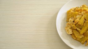 stir fried pumpkin with egg fotage videos 4k