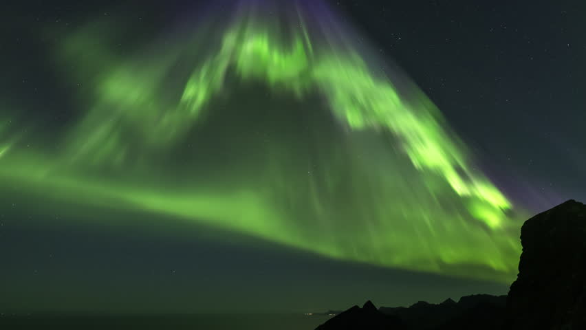Aurora Borealis beams on sky Royalty-Free Stock Footage #1110807039