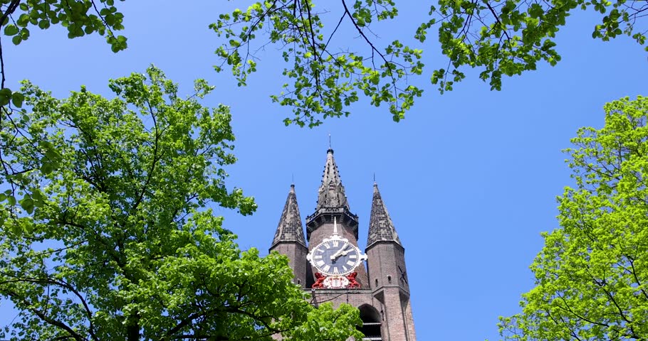 Oude Kerk, is a historic church in Delft, Netherlands, is a 75-meter-high brick tower that leans about two meters from the vertical.