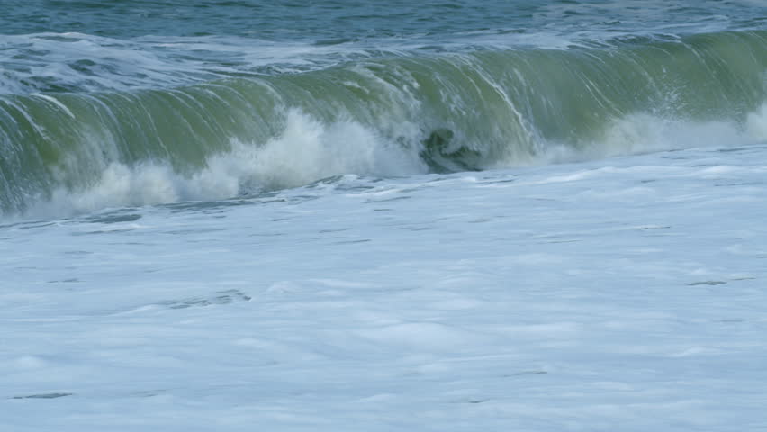 Stormy Seascape. Blue Water Of Ocean Crashing. Breaking Surf With Foam In Ocean. Slow motion. Royalty-Free Stock Footage #1110819709