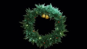 3D Christmas wreath rotates 360 degrees. Looped animation. With an alpha channel. - Powered by Shutterstock - Get 15% off with code: PIKWIZARD15