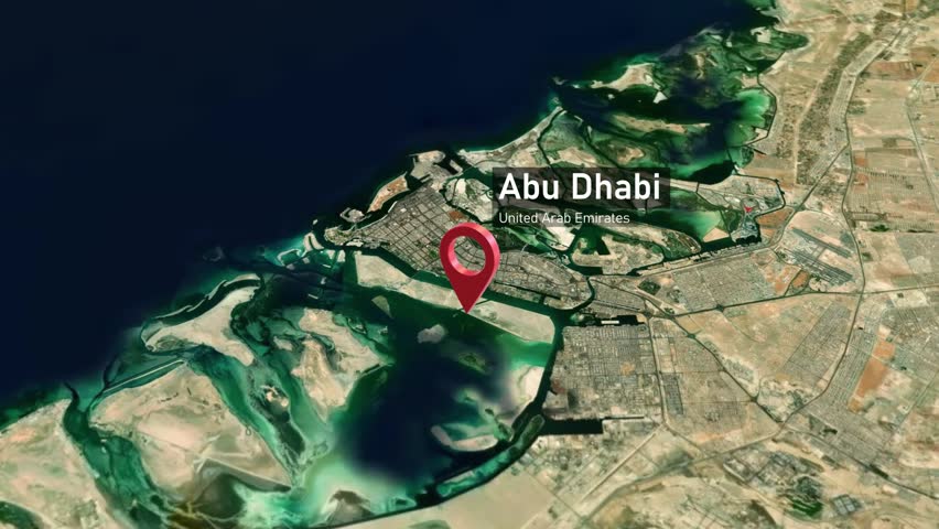 Abu Dhabi City Map Zoom (UAE) from Space to Earth