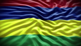 Close Up View Mauritius Flag Waving Wind Transcontinental