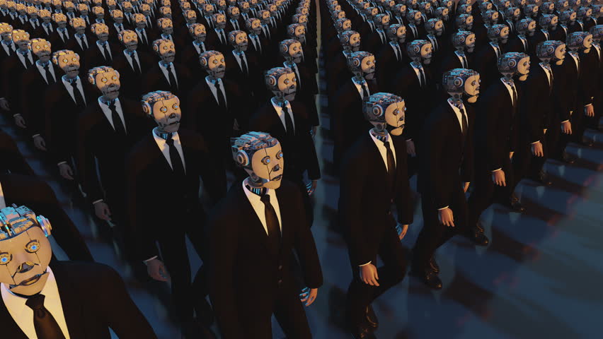 4k loop animation of cloned office cyborgs | Shutterstock HD Video #1110836911