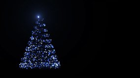 A growing spruce tree lit up with colored lights. A blob of blue light drawing a Christmas tree with blue and white lights. Background for congratulations. - Powered by Shutterstock - Get 15% off with code: PIKWIZARD15