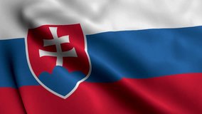 Slovakia Flag. Waving Fabric Satin Texture Flag of Slovakia 3D illustration. Real Texture Flag of the Slovak Republic 4K Video