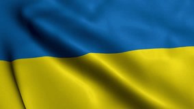 Ukraine Flag. Waving  Fabric Satin Texture Flag of Ukraine 3D illustration. Real Texture Flag of the Ukraine 4K Video