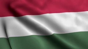 Hungary Flag. Waving  Fabric Satin Texture Flag of Hungary 3D illustration. Real Texture Flag of the Hungary 4K Video