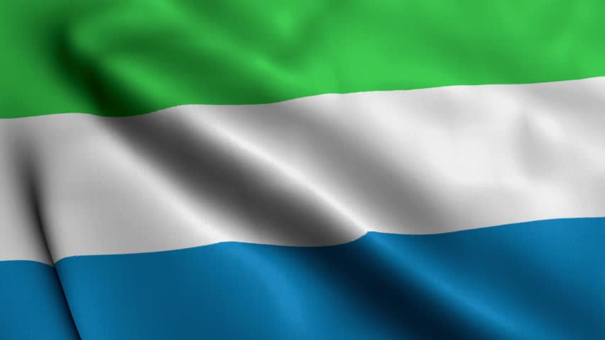 Sierra Leone Flag. Waving  Fabric Satin Texture Flag of Sierra Leone 3D illustration. Real Texture Flag of the Republic of Sierra Leone 4K Video