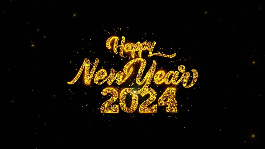 Golden 2024 Happy New year Blast text beautiful Title animation shine flickering firework bokeh background. celebration glittering Holiday. holiday. Countdown new year 2024 festival. 3D Illustration Royalty-Free Stock Footage #1110838819