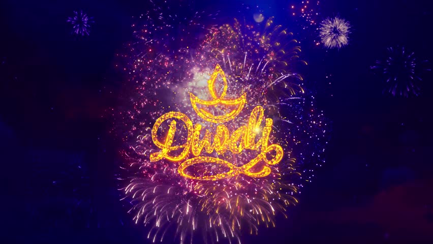 Happy Diwali text text Fireworks animation greeting text design for Deepavali, or Dipawali Festival celebration. Wishes, Events, Message, holiday. Deepavali traditional. New year, Greeting card | Shutterstock HD Video #1110838821
