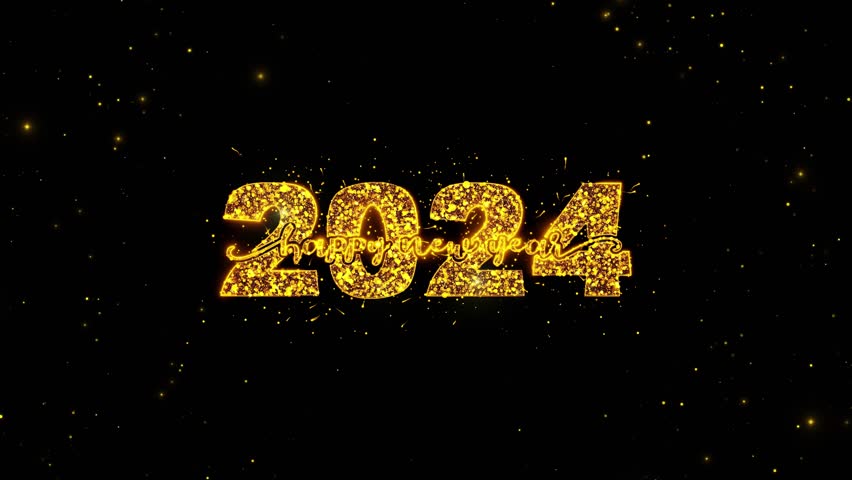 Golden 2024 Happy New year Blast text beautiful Title animation shine flickering firework bokeh background. celebration glittering Holiday. holiday. Countdown new year 2024 festival. 3D Illustration | Shutterstock HD Video #1110838823