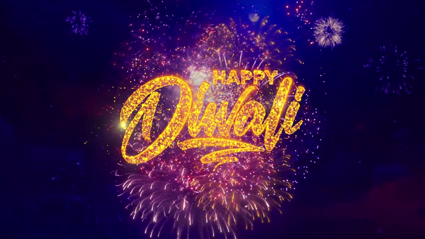 Happy Diwali text text Fireworks animation greeting text design for Deepavali, or Dipawali Festival celebration. Wishes, Events, Message, holiday. Deepavali traditional. New year, Greeting card | Shutterstock HD Video #1110838825