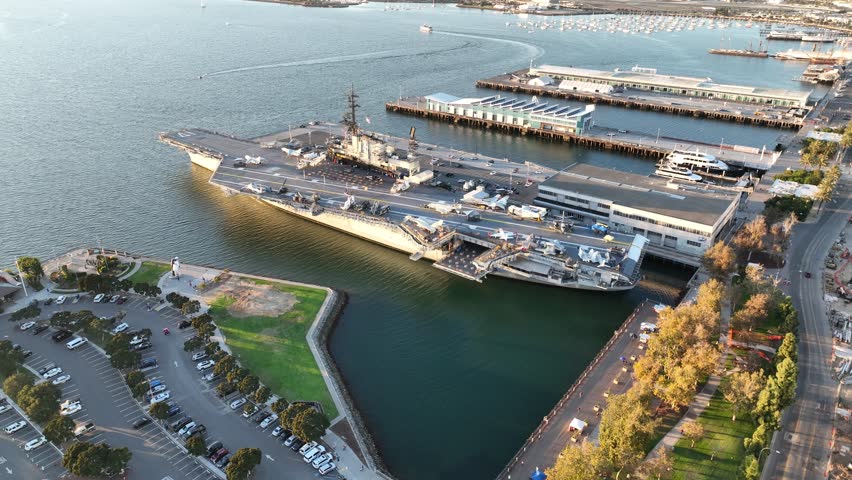 Uss Midway Museum At San Diego In California United States. Famous Coast City. Harbor Island. Uss Midway Museum At San Diego In California United States.