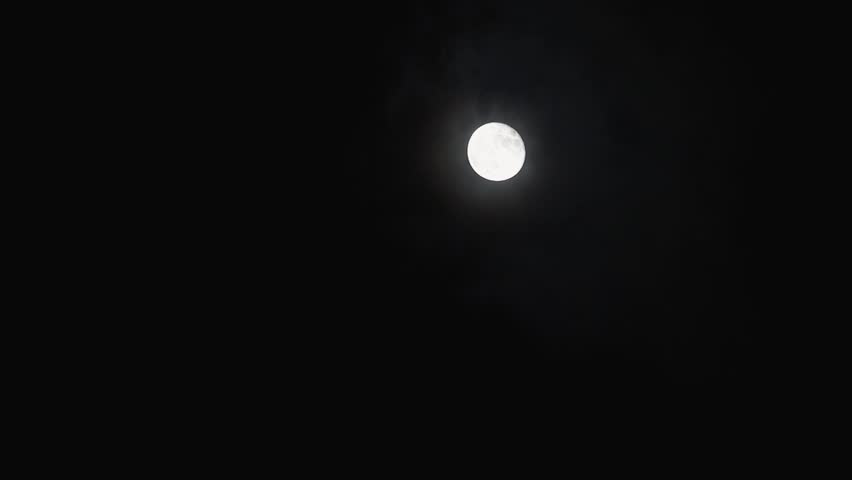 Full moon with clouds blown by the wind