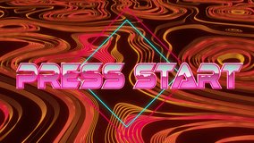 Animation of press start text banner over abstract liquid kaleidoscope pattern on red background. Video game and entertainment technology concept - Powered by Shutterstock - Get 15% off with code: PIKWIZARD15