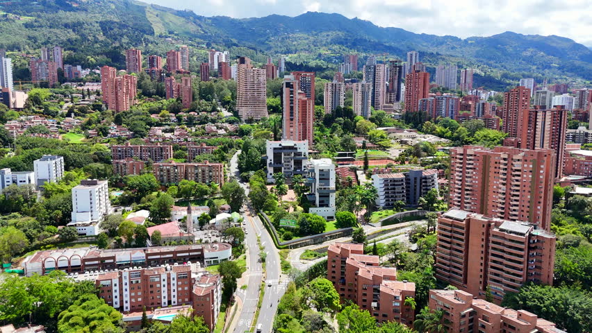 Aerial video made with a drone over the El Poblado sector in Medellín, Colombia.