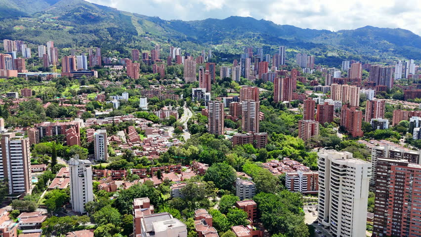 Aerial video made with a drone over the El Poblado sector in Medellín, Colombia.