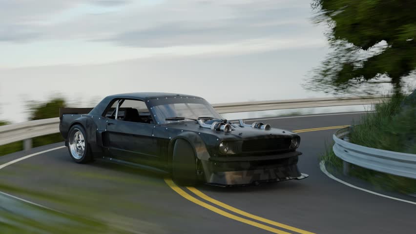 Drift wheels sport cars with smoke. Burnout of drift car. Sport car with smoke. a drifting car 3d animation | Shutterstock HD Video #1110876337